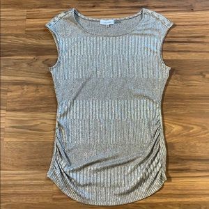 NWOT Calvin Klein Gold Metallic Capped Sleeve Top